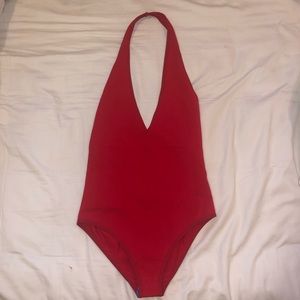 Cotton Spandex Halter Bodysuit
